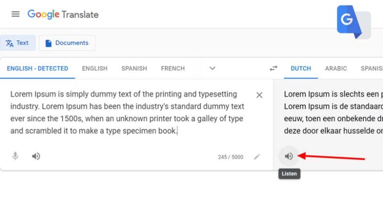 google translate old voice text to speech