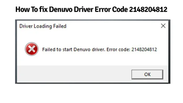 how to fix denuvo driver error code 2148204812